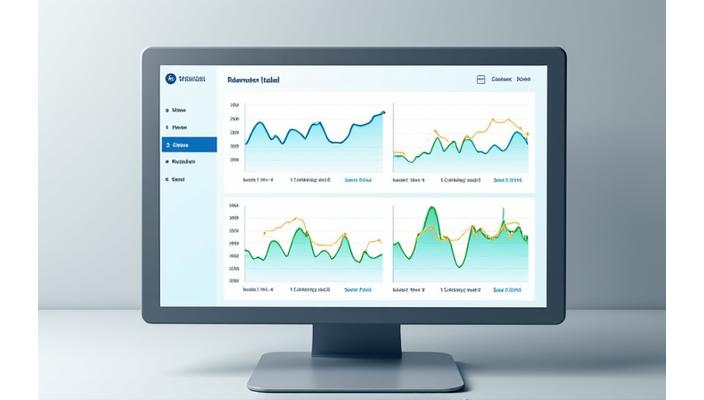 A sleek digital dashboard displaying graphs and data points related to stress levels, sleep cycles, and mood tracking, demonstrating personalized health metrics and progress over time.