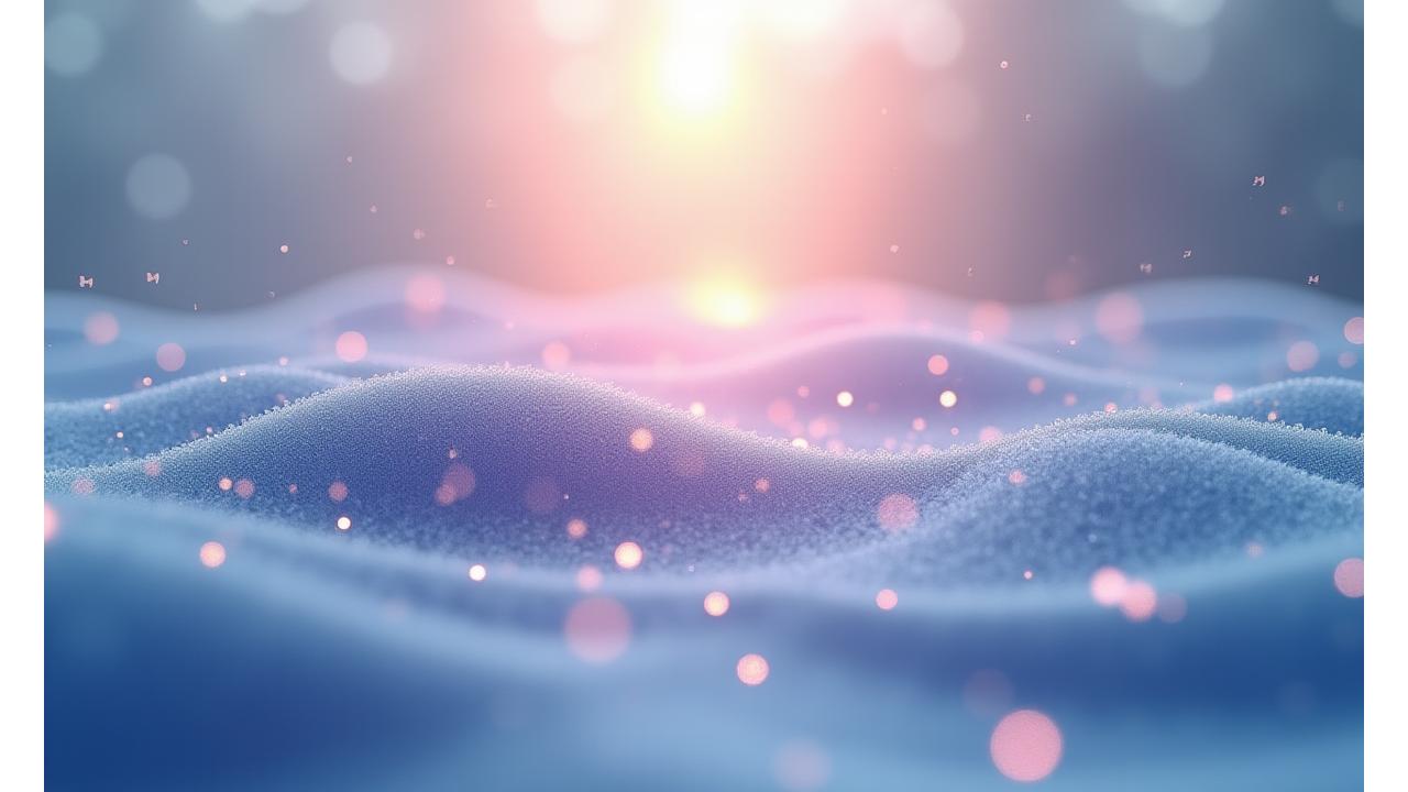 Abstract sound waves gently flowing over a serene, contemplative scene depicting well-being.